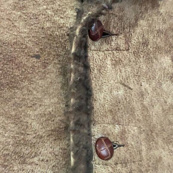 VINTAGE GINO BROWN‎ LEATHER SHEEPSKIN SHERLING COAT SIZE 12 - Picture 5 of 11